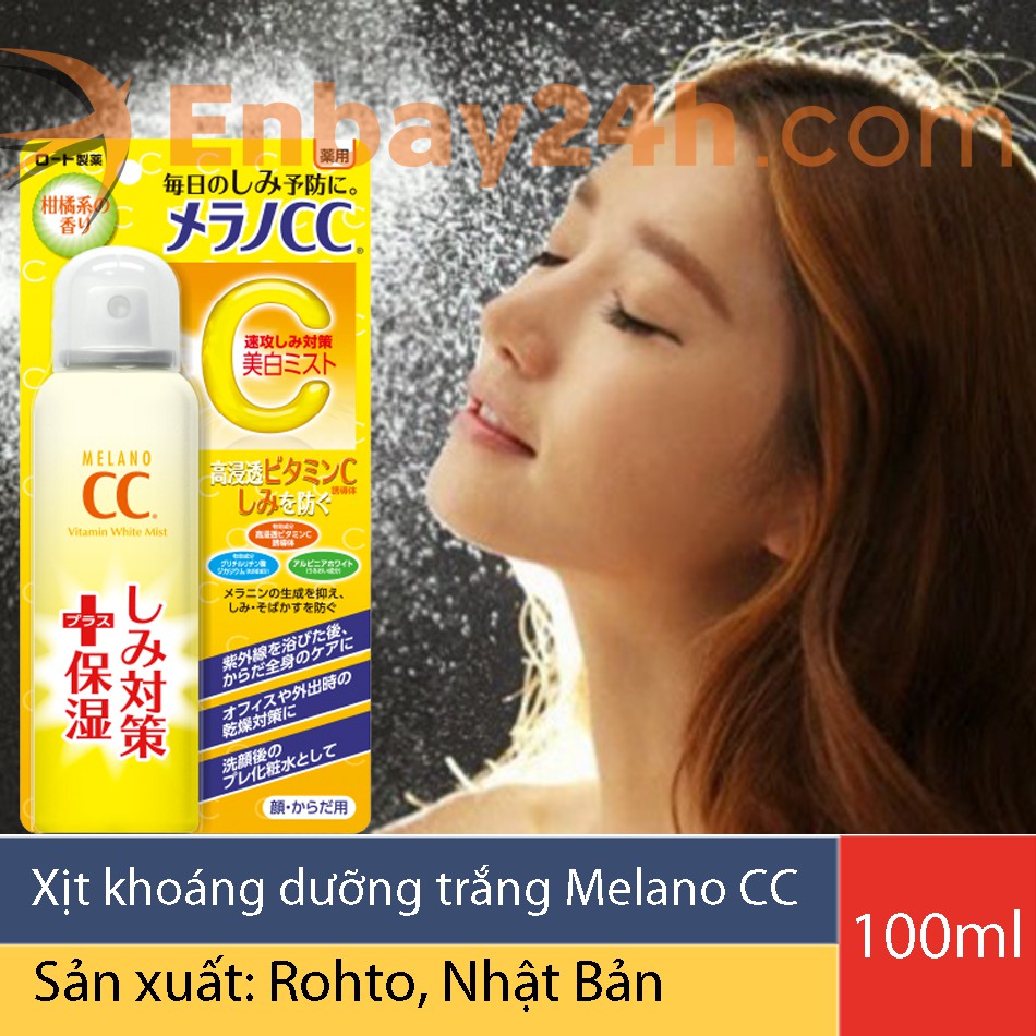 Xịt khoáng dưỡng trắng da Melano CC ROHTO xuất xứ Nhật Bản 100ml