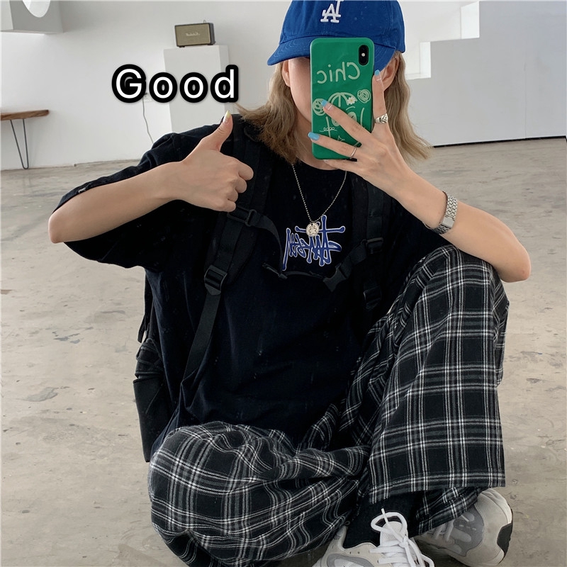 Quần Dài Ống Rộng Họa Tiết Ca Rô Phong Cách Hàn Quốc Dành Cho Nữ | BigBuy360 - bigbuy360.vn