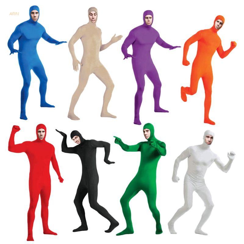 Bộ đồ liền thân hở mặt hóa trang Zentai halloween co giãn có dây kéo lycra spandex