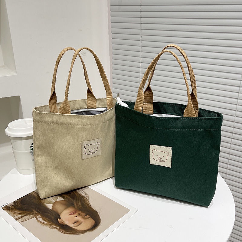 Túi vải Thêu Hình Gấu Dễ Thương Phong Cách Hàn Quốc Chất Lượng Cao