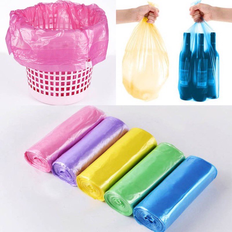 [100 túi] Set 5 cuộn túi đựng rác sinh học tự phân hủy nhiều màu siêu dai co giãn tốt bảo vệ môi trường dễ sử dụng 88260