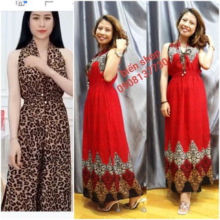 Đầm Maxi cổ buộc lanh thái, nhiều màu