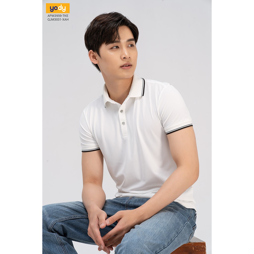 Áo Thun Nam Có Cổ Áo Phông Polo Nam airy cool bo kẻ YODY APM3959 | BigBuy360 - bigbuy360.vn