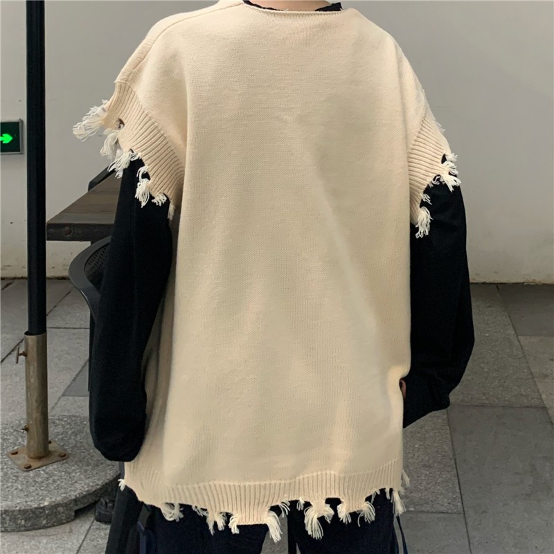 Ao len nữ form rộng hàn quốc, áo sweater nữ form rộng len kiểu gile cổ v phong cách học sinh hàn quốc 2021 | BigBuy360 - bigbuy360.vn