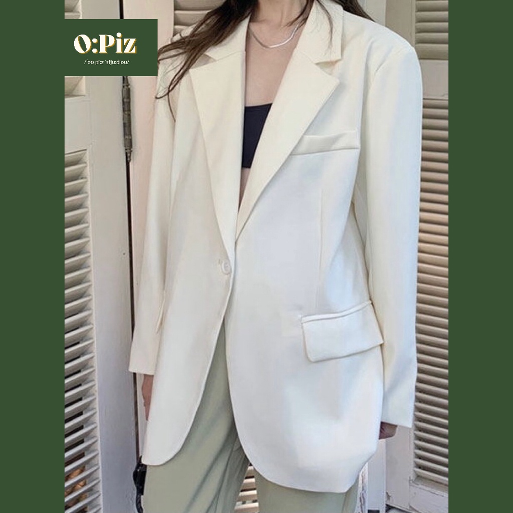 Áo Blazer Nữ Form Rộng, Style Hàn Quốc, Oversize, Áo Khoác Blazer Nữ Màu Đen Be Trắng Khaki Nâu Chất Dày Dặn Đẹp Một Nút
