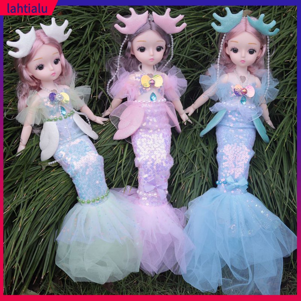 Búp bê hình nàng tiên cá 30cm có khớp nối chống trầy trang trí