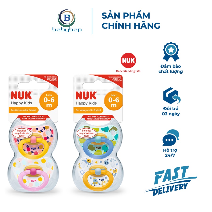 Bộ 2 Ti Giả NUK Classic Cao Su Có Nắp Đậy Giữ Vệ Sinh