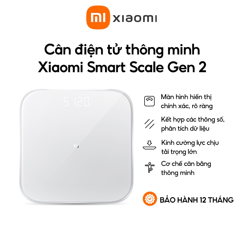 Cân Điện Tử Xiaomi Smart Scale 2 - Bluetooth Low Energy 5.0 - Màn hình LED ẩn - Kính cường lực bền và đẹp - Chính hãng