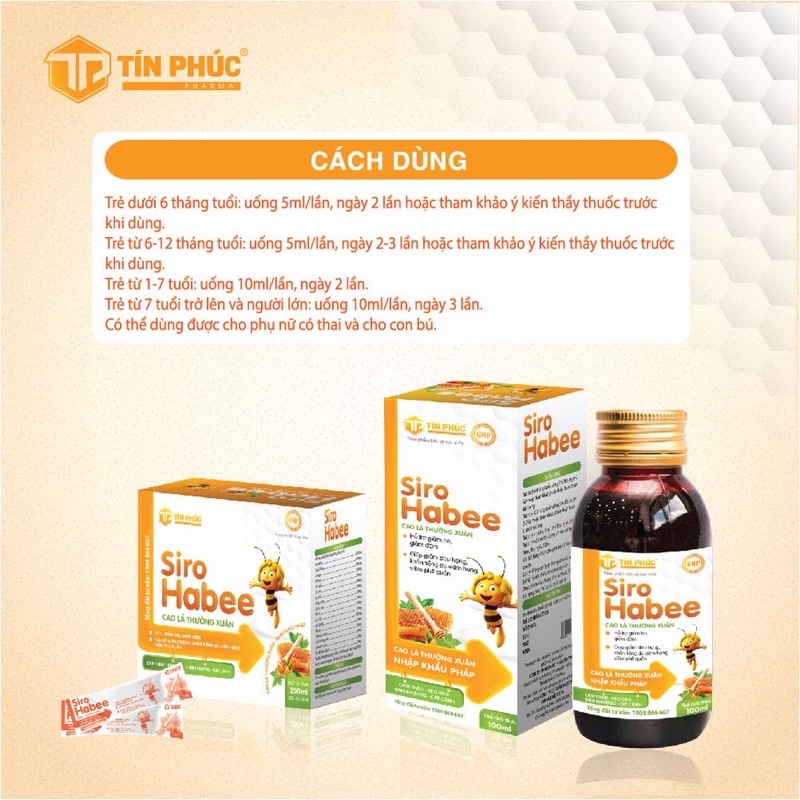 Siro ho HABEE giảm ho cảm cúm sổ mũi cao lá thường xuân  cho bé