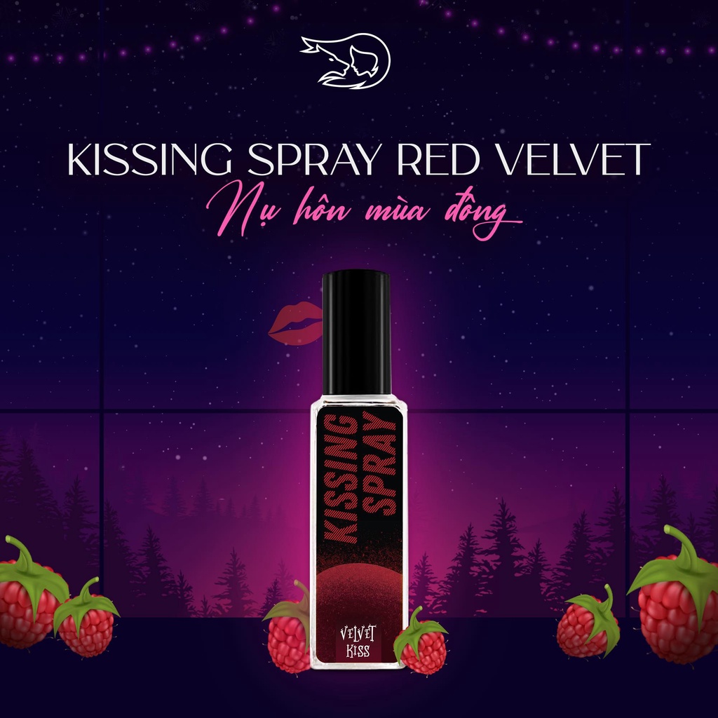 Xịt thơm miệng Kissing Spray Loli The Wolf hương Velvet Kiss vị rasberry mâm xôi chai 20ml