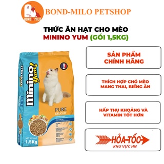THỨC ĂN CHO MÈO HẠT MININO YUM VỊ CÁ HỒI & HẢI SẢN 1,5KG - BONDMILO SHOP