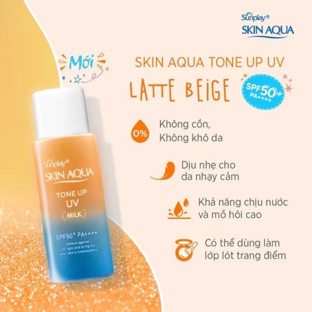 LATTE BEIGE - Sữa Chống Nắng Hiệu Chỉnh Sắc Da Sunplay Skin Aqua Tone Up UV Milk SPF50+ PA++++ 50g