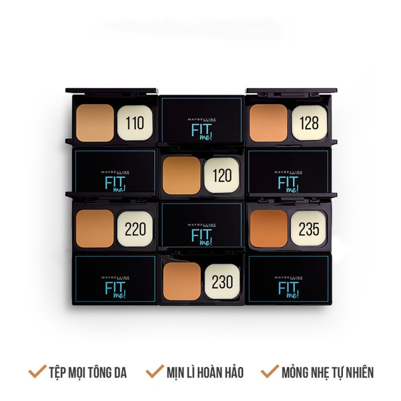 Phấn Nền Kiềm Dầu Chống Nắng Tiệp Mọi Tông Da SPF 32 PA+++ Fit Me Skin-Fit Powder Foundation Maybelline New York 9g | BigBuy360 - bigbuy360.vn
