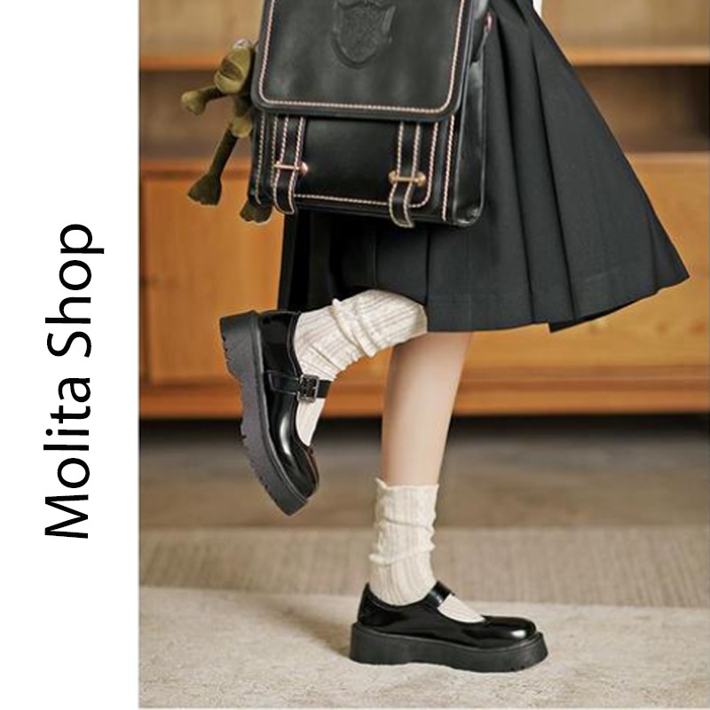 Giày Lolita Nữ Đế Cao 3Cm Giày Lolita Da Bóng Phong Cách Nhật Bản LB14-Molita