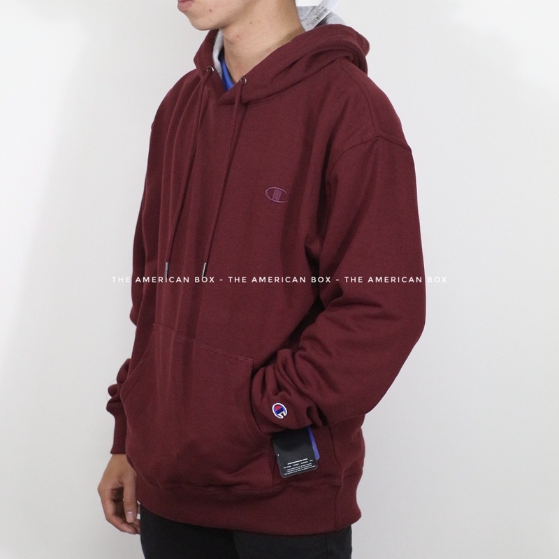 THE AMERICAN BOX Áo hoodie Champion powerblend authentic màu ĐỎ ĐÔ