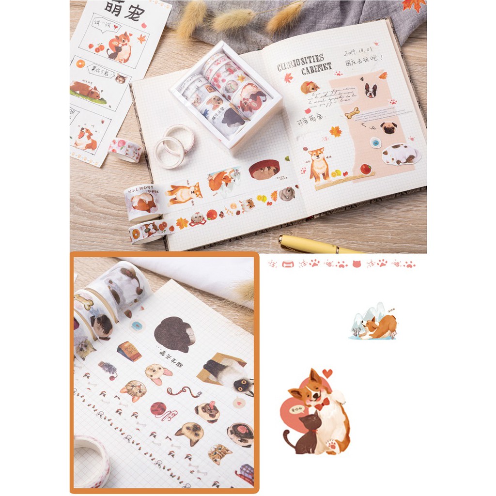 Set 10 cuộn băng dính washi tape trang trí planner WT2045