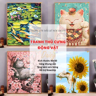 [Free Ship] Tranh Số Hóa Tự Tô Màu DAISY Chủ Đề Động Vật, Thú Cưng Nhiều Mẫu Chuẩn Màu Hàng Có Sẵn
