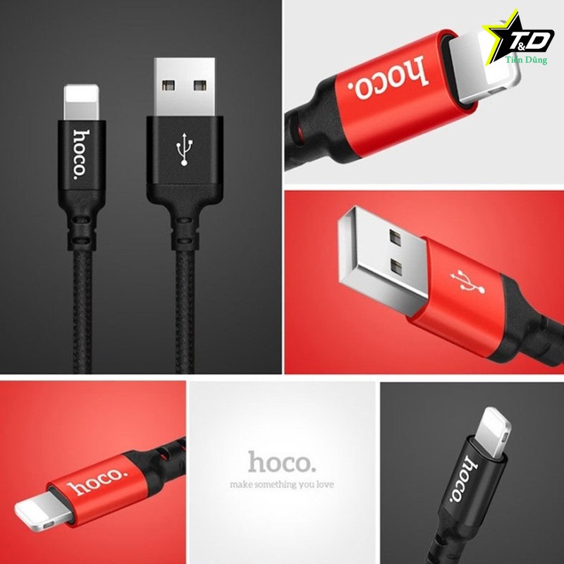 Dây sạc Hoco X14 Cho Iphone và android chống xoắn chống đất chính hãng