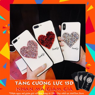 Ốp Iphone - Ốp Lovely đính đá + Tặng kính cường lực Full màn 9D