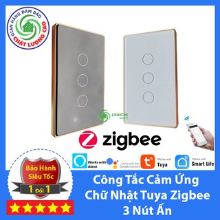 [BH 12 tháng] Công Tắc Cảm Ứng Điều Khiển Từ Xa TUYA ZIGBEE 3 Nút Ấn Viền Hợp Kim Nguyên Khối