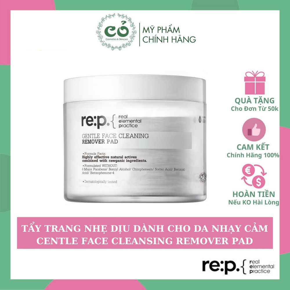 Tẩy trang REP dạng miếng cho da nhạy cảm RE:P GENTLE FACE CLEANING REMOVER PAD 70 Miếng