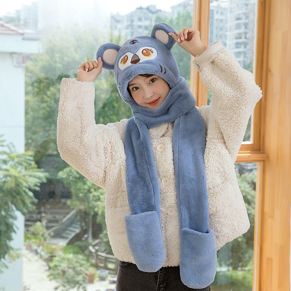 EUTUS Mũ Lông Kèm Khăn Choàng Cổ Và Găng Tay Thời Trang Mùa Đông Ấm Áp