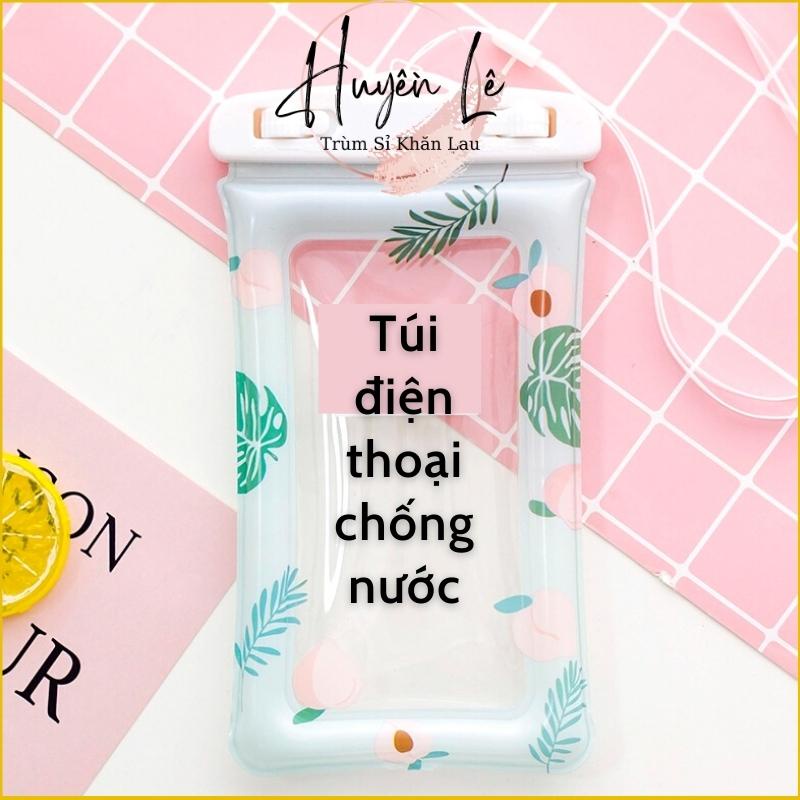 Túi đựng điện thoại chống nước có phao, có dây đeo đi biển đi bơi đi trời mưa, viền phao in hình cute