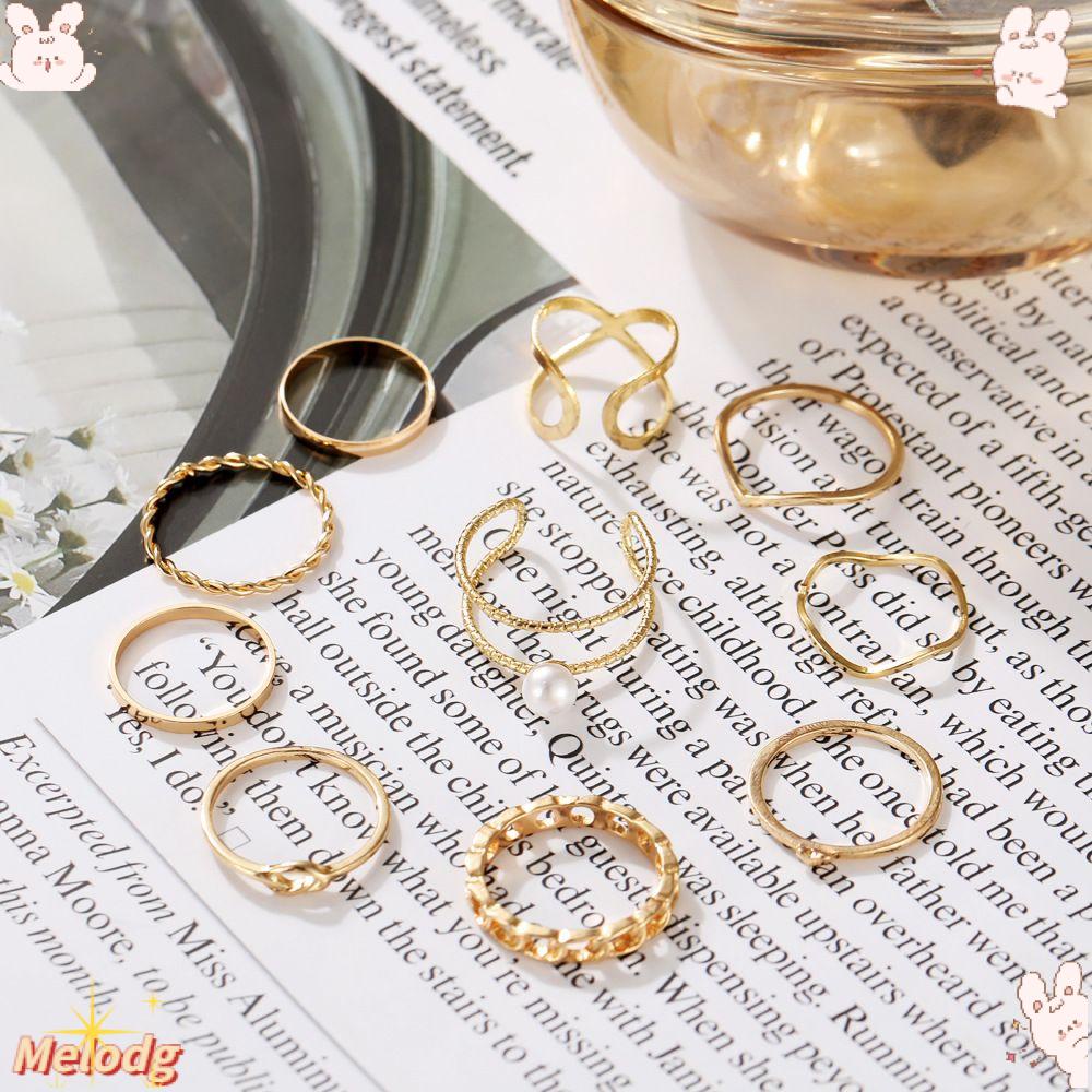 Bộ 10 Nhẫn Thời Trang Dành Cho Nữ|Dây Chuyền Xích Bản Rộng Cổ Điển Cho Nữ