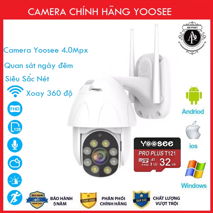 Combo Camera Yoosee ngoài trời Ptz MN xoay 360 độ 3.0Mpx Full HD Thẻ Nhớ 32Gb Yoosee Chuyên Dụng