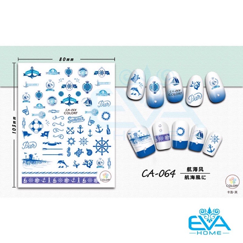 Decal Dán Móng Tay 3D Nail Sticker Tráng Trí Hoạ Tiết Dòng CA Từ  CA064 - CA072