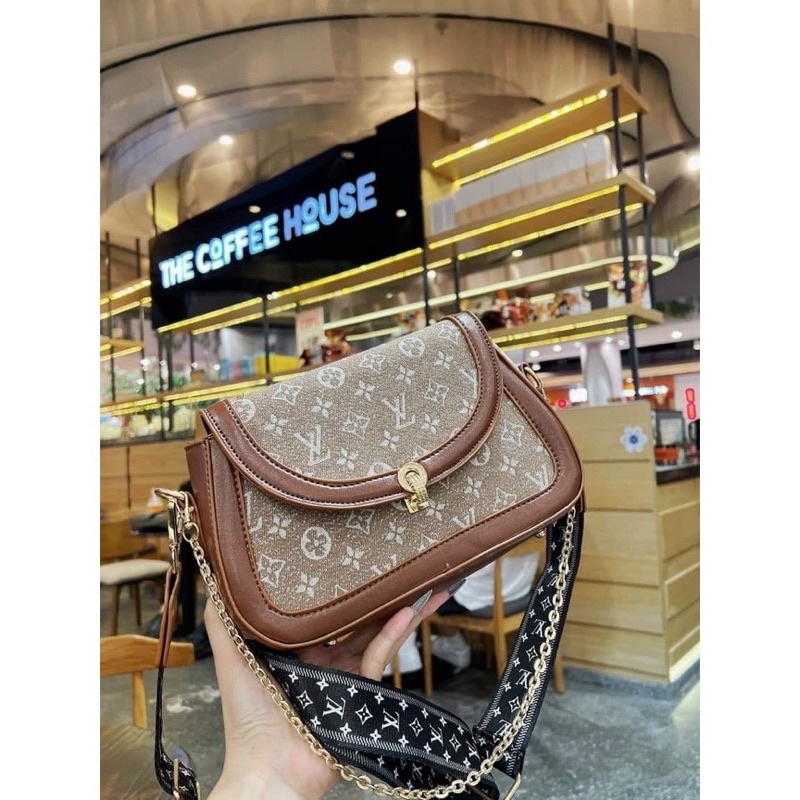 Túi Xách Nữ Kẹp Nách Hoạ Tiết Eo Vì, Túi Nữ Đeo Chéo Khoá Tròn Dây Bản To