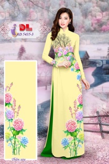 Vải áo dài hoa tú cầu