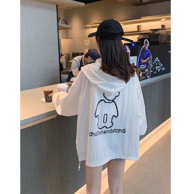 Áo gió 1 lớp chất đẹp, áo khoác dù nhẹ 1 lớp logo gấu
