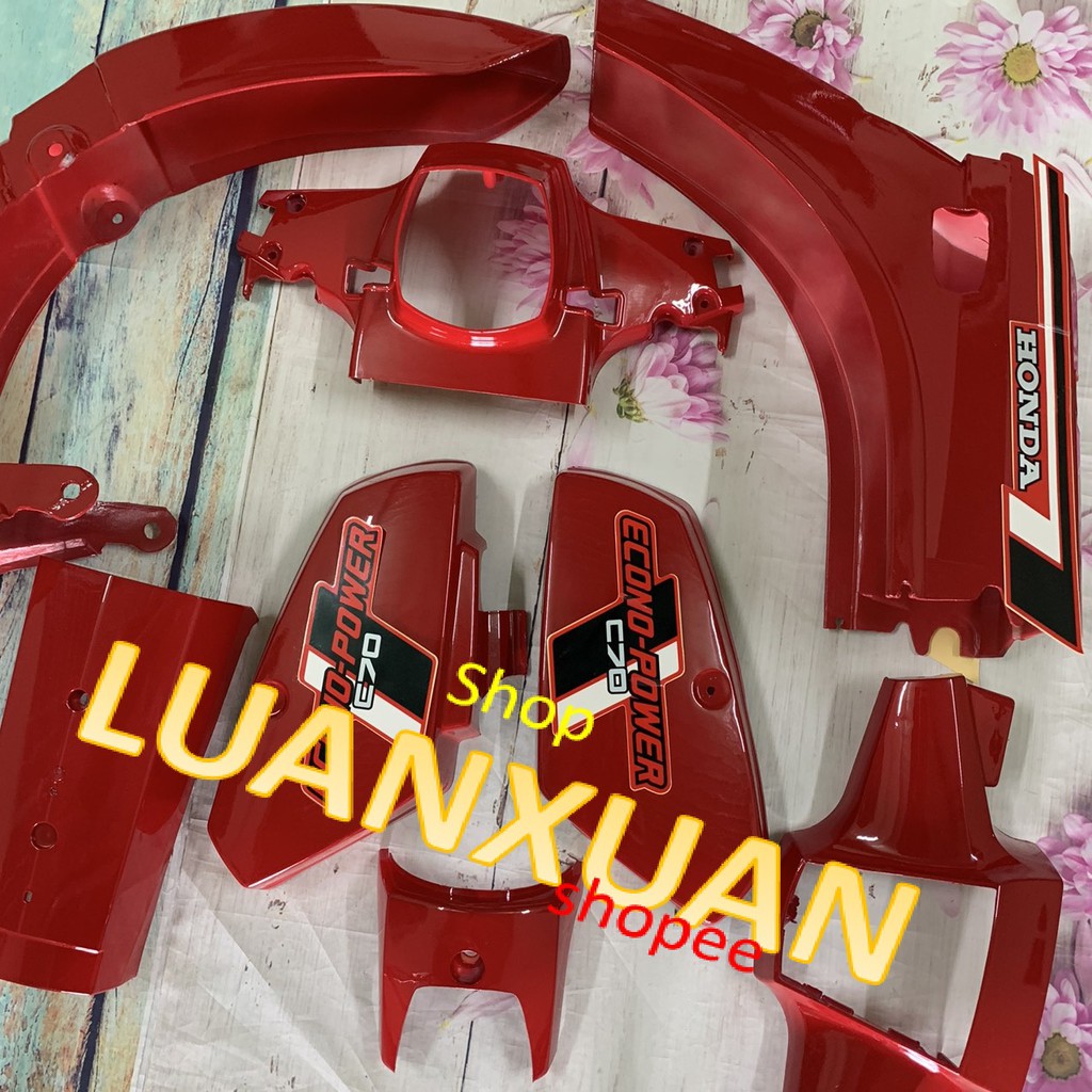 Dàn áo vỏ nhựa xe cub 82 -cub DD  MÀU ĐỎ -super cub đời cũ -nhựa ABS loại 1