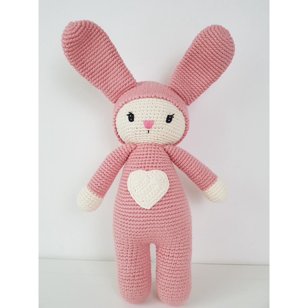 Thỏ tim hồng 36cm- len Cotton cao cấp đạt chứng nhận EOKO-TEX Đức. Alex House Shop