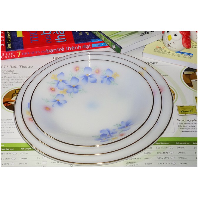 Đĩa nông 20cm thủy tinh ngọc cao cấp MP USA Home Set, nhập khẩu Thái Lan, an toàn cho sức khỏe_KokiaHome