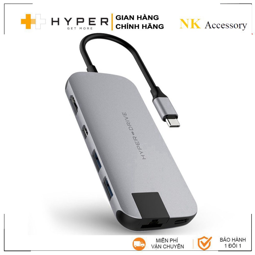 T-  Cổng chuyển HyperDrive Slim 8-in-1 USB-C HUB cho Macbook & Devices -  Hàng Chính Hãng