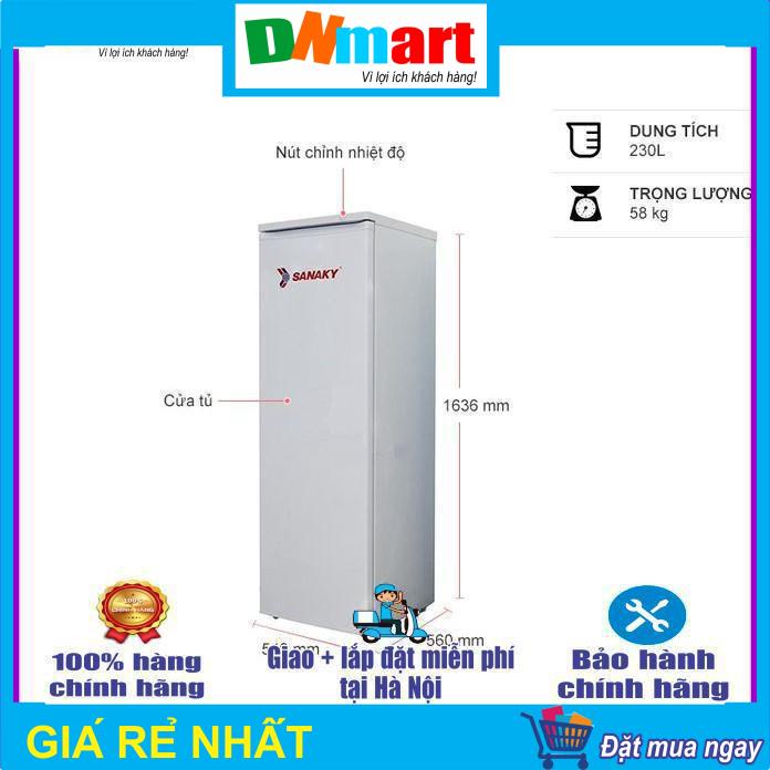 Tủ Đông Sanaky Đứng VH230HY dung tích 230L, 7 ngăn R134A