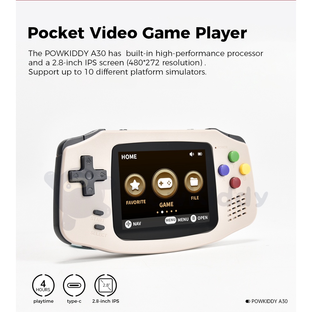 Máy Chơi game Cầm Tay A30 Màn Hình 2.8 inch IPS HD 32G Tích Hợp 4000 Trò Chơi Cho Bé
