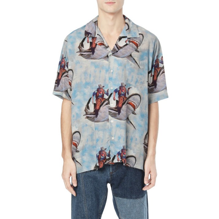 Áo sơ mi Rhud3 shark print bowling shirt ss21