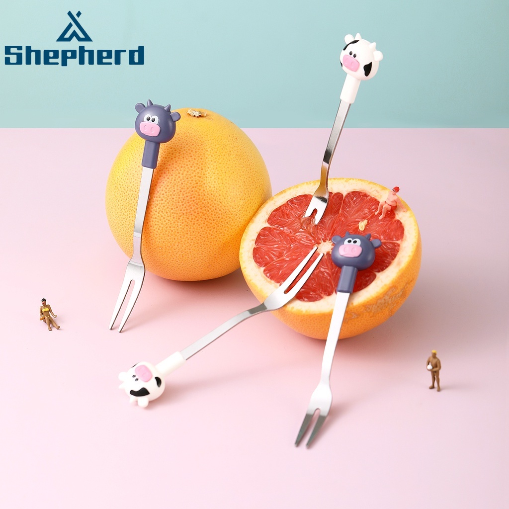Set 6 nĩa Shepherd thép không gỉ cấp thực phẩm sáng tạo dùng ăn trái cây cho nhà bếp