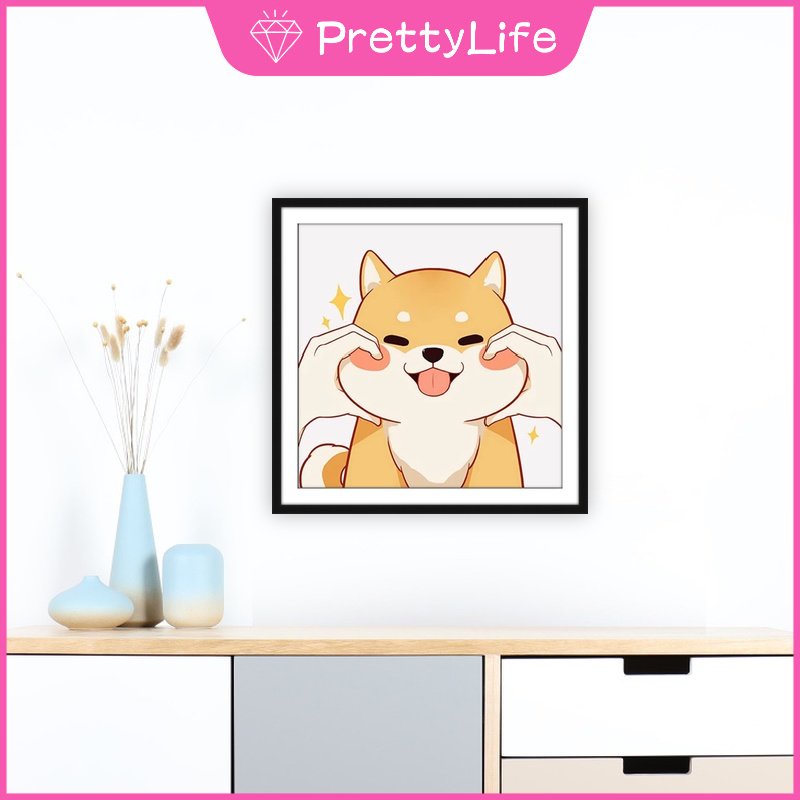 Bộ Tranh Đính Đá Tự Làm Họa Tiết 1 Chú Chó Kích Thước 30x30cm