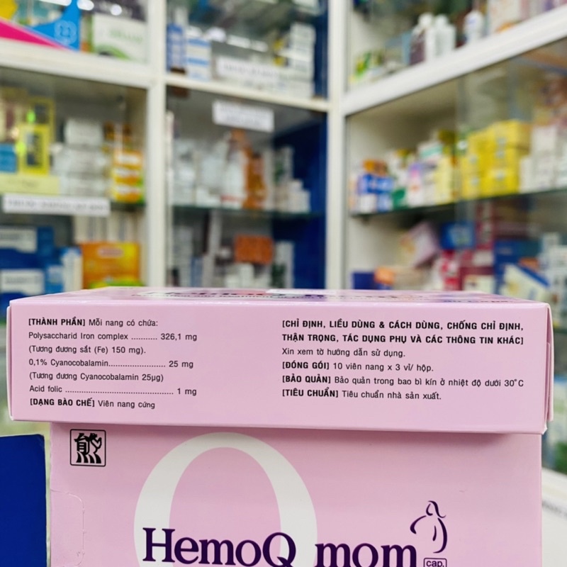 HemoQ Mom Viên bổ sung sắt hiệu quả hấp thu 100% HemoQ Mom nhập khẩu Hàn Quốc cho bà bầu, người thiếu máu ( Hộp 30 viên)