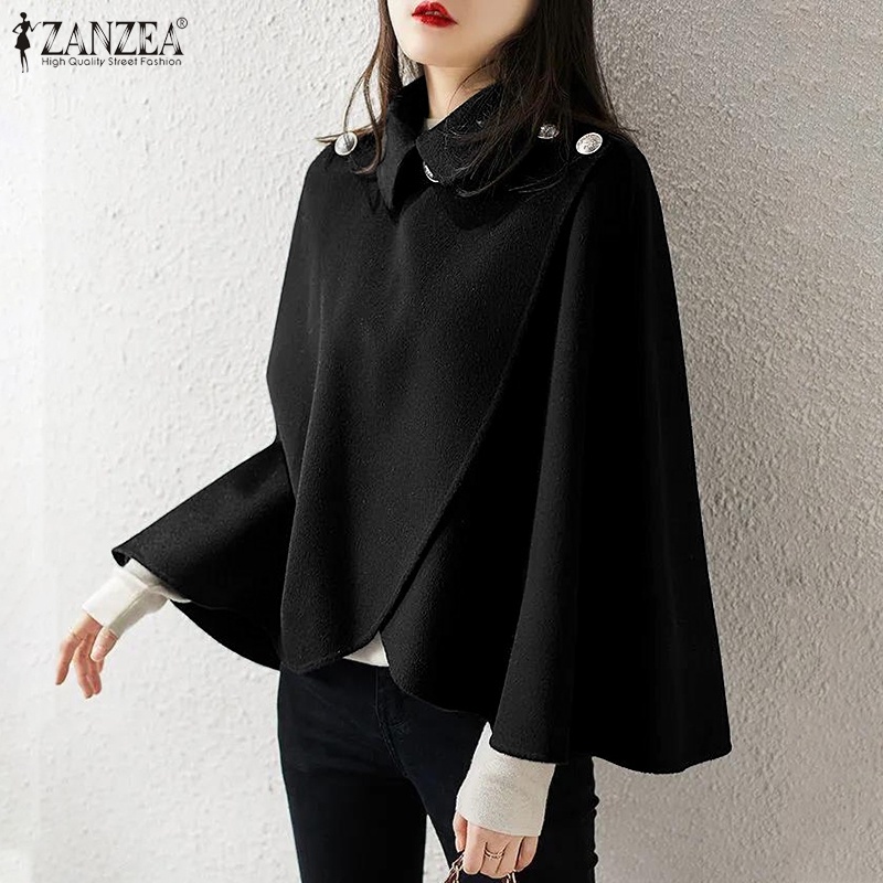Áo choàng ZANZEA có cổ không tay viền không đều màu trơn thời trang giản dị dành cho nữ | BigBuy360 - bigbuy360.vn