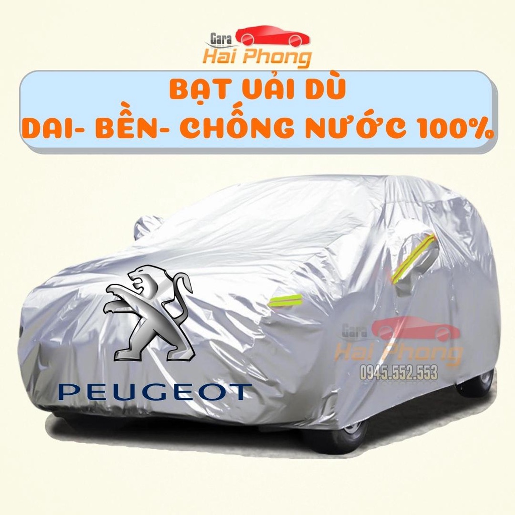 Bạt Phủ Ô Tô Vải Dù PEUGEOT 2008, 3008, 5008, Traveller, Có Phản Quang, Có Khóa Kéo Cửa Lái, Chống Nắng, Chống Nước