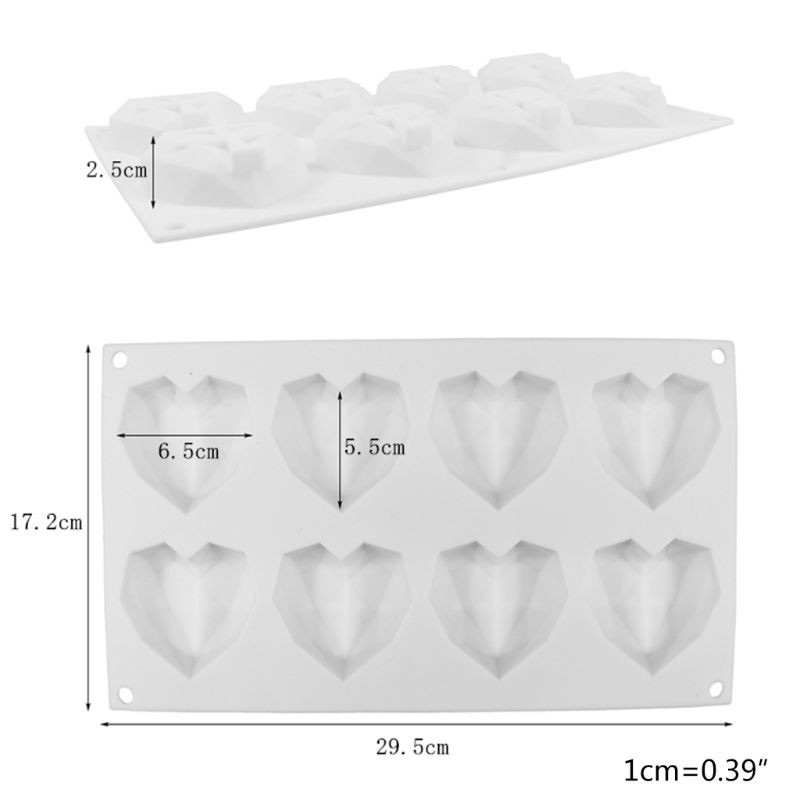Khuôn silicon chuyên dụng để làm bánh kẹo thiết kế 8 ô hình trái tim dễ thương