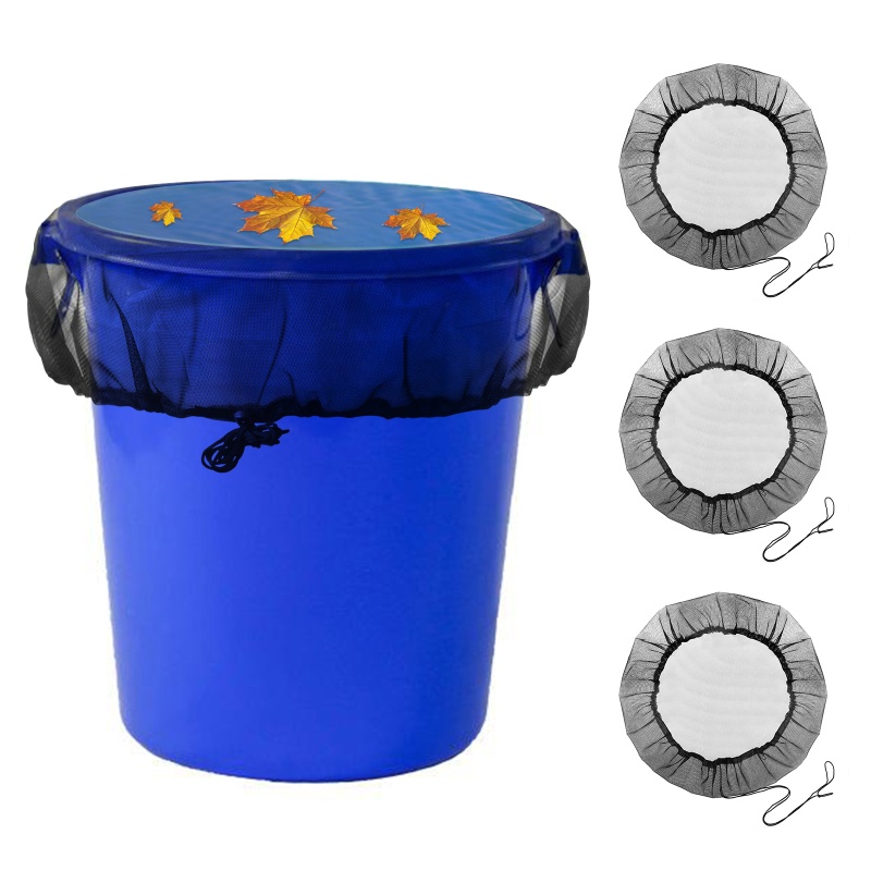 1 / 3 Vỏ Bọc Thùng Che Mưa Bằng Polyester Màu Đen Có Dây Rút Tiện Dụng Cho Sân Vườn / Ngoài Trời