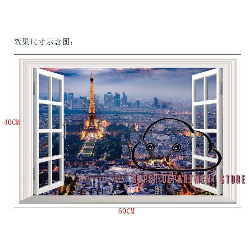 Decal Dán Tường Hình Tháp Eiffel 3d