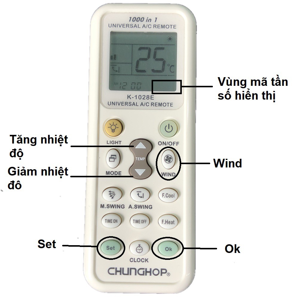 REMOTE MÁY LẠNH ĐA NĂNG CHUNGHOP K-1028E - ĐIỀU KHIỂN ĐIỀU HÒA ĐA NĂNG CHUNGHOP K-1028E