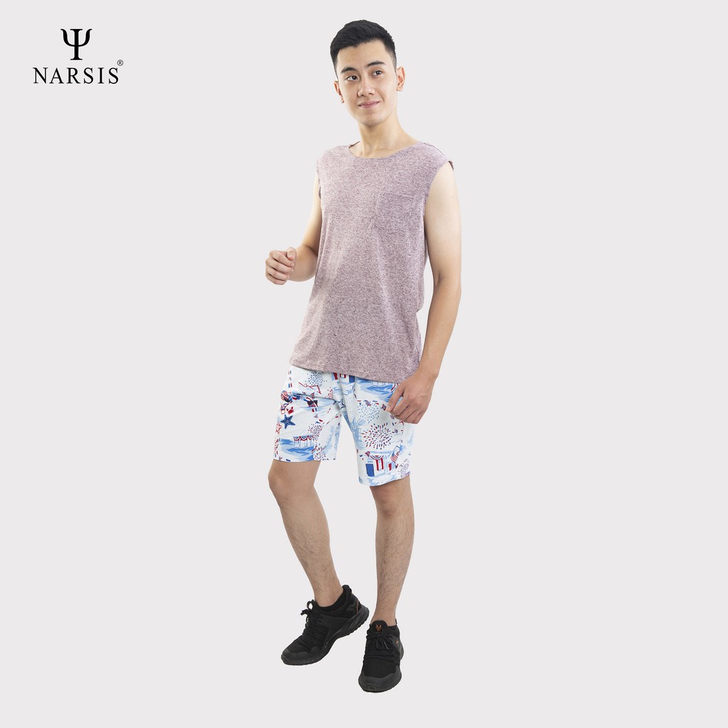 Quần Short nam Narsis S0008 trắng in họa tiết sao biển